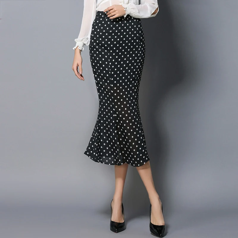 Hflyluy Новинка сезон: весна–лето Высокая Талия Для женщин шифон Русалка Юбки для