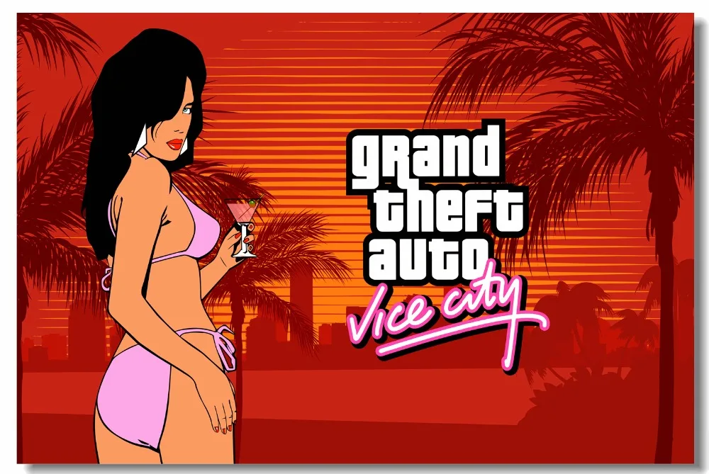 Настенная картина на заказ Постер Grand Theft Auto Vice City GTA V 5 Game настенные наклейки обои