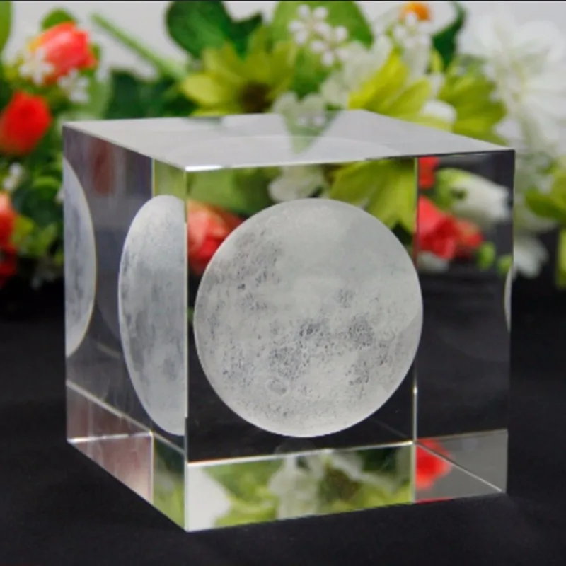 XINTOU Хрустальное стекло куб луна Paperweight солнечная система 3D лазерная гравировка