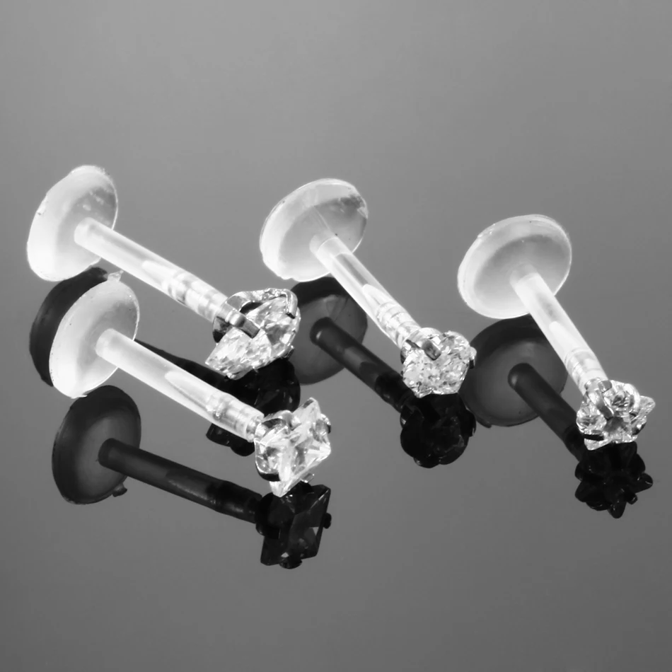 1 шт. пирсинг для губ из гибкого биопласта пупка хряща конский глаз кольцо гвоздик