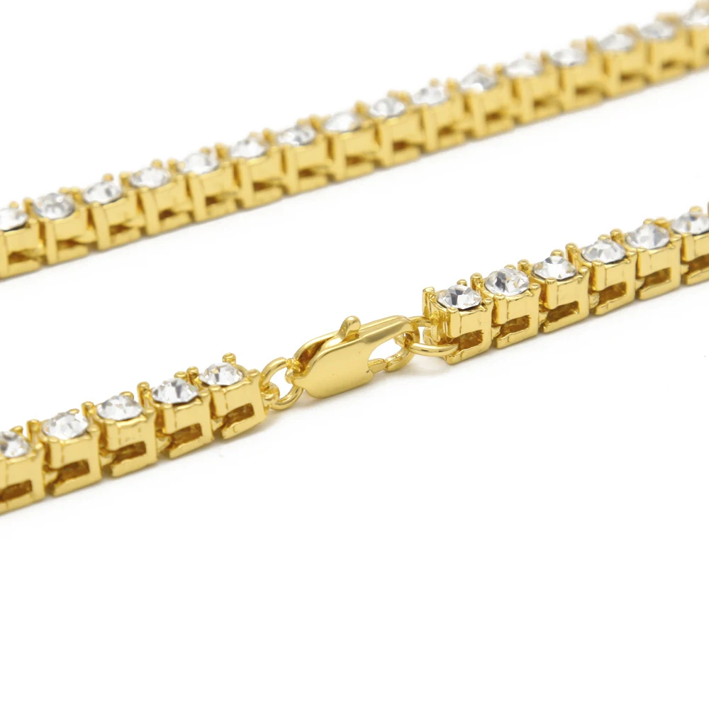 Панк Для мужчин хип хоп 1 ряд сплав Цепочки и ожерелья Bling льдом теннис однорядные