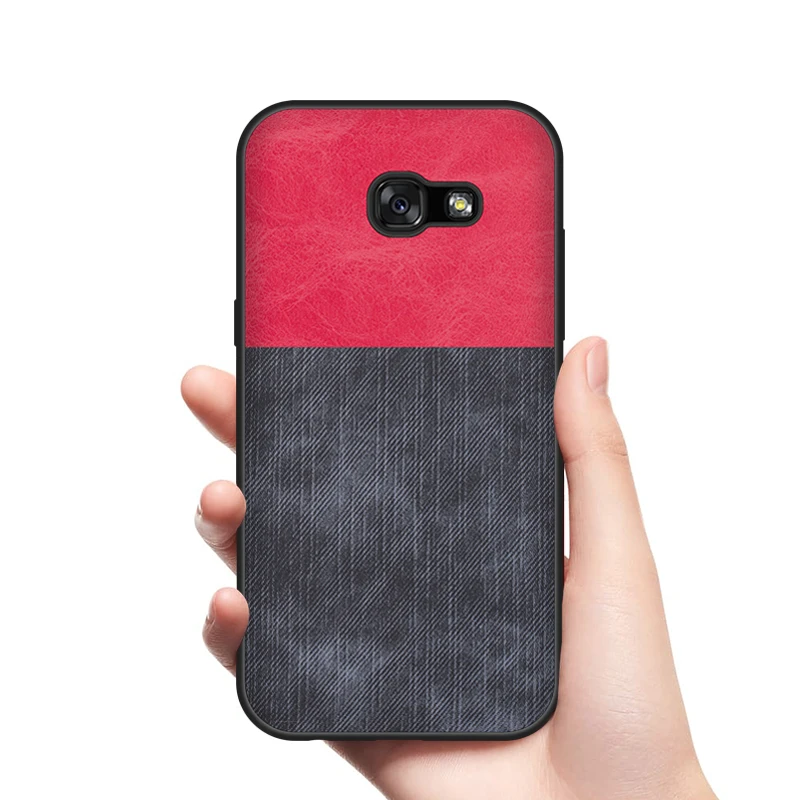 Case for Samsung A3 A5 2017 A320F A520F Soft TPU edge shockproof jeans PU leather back cover A7 A720F |