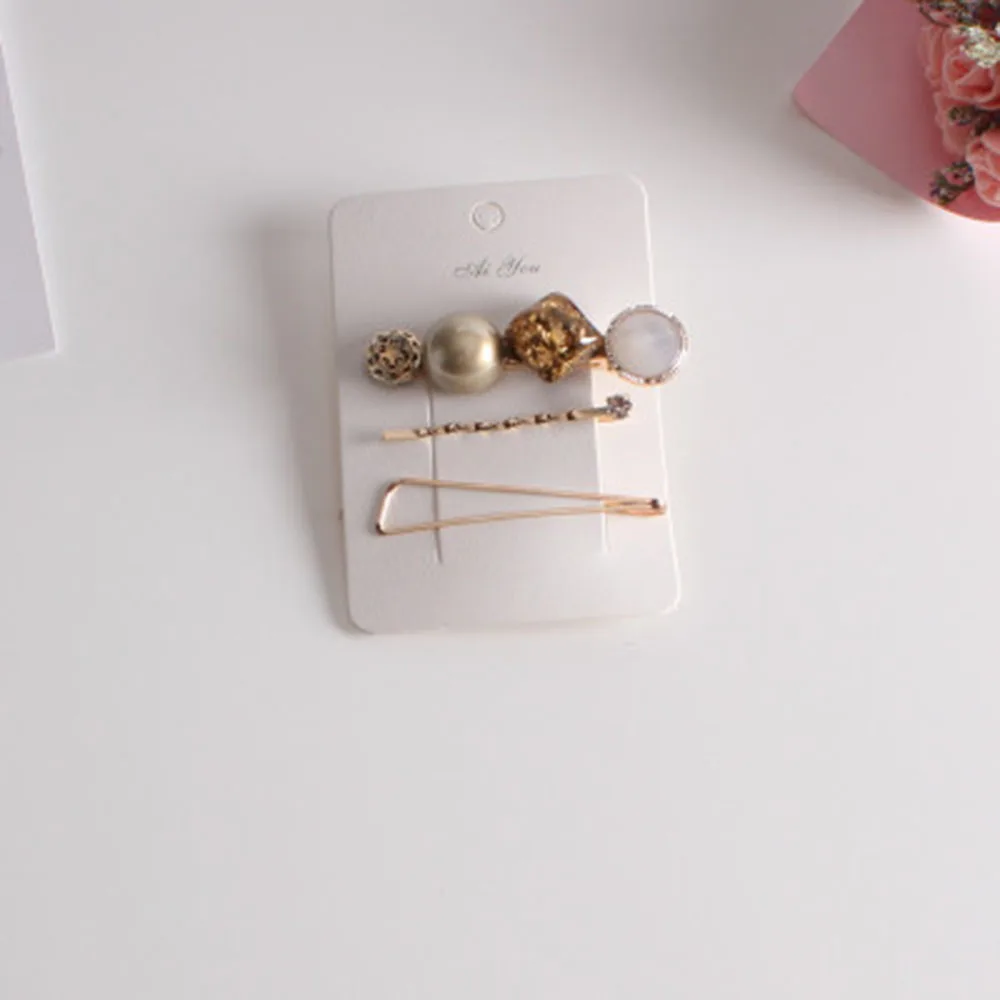 

3PCS/Set Vintage Fashion Korean Women Imitiation Pearl Hair Clip Button Hairband Barrette Hairpin Accessories New