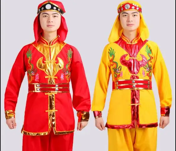 Китайский дракон танец игра барабан для мужчин выступления Талия Yangko одежда