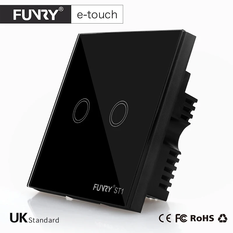 FUNRY ST1-UK Remote Control 2 Gang 1 Way 3 Color Touch Switch Wall with Glass Panel for Home Automation Free Shipping | Безопасность и
