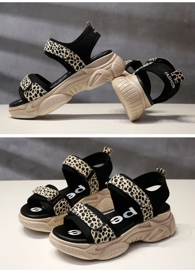 Sandalias mujer; коллекция года; обувь; женские кроссовки на платформе; модная брендовая Летняя обувь; zapatos de mujer; женская обувь на массивном каблуке; цвет Леопардовый, серебристый