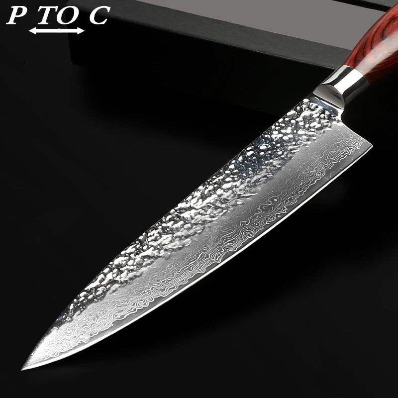 8 дюймовый шеф нож PTOC из дамасской стали стандартный кухонный кухонные ножи
