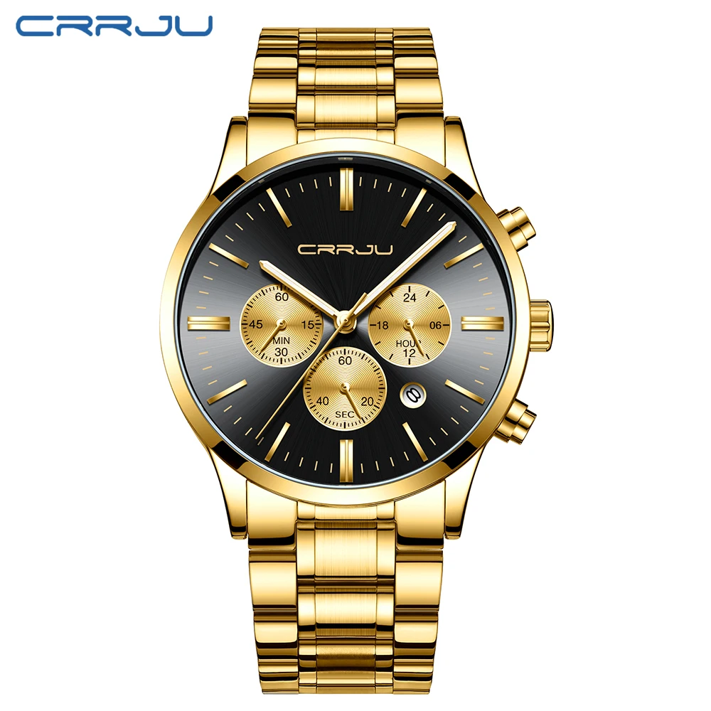 Relojes 2019 часы из нержавеющей стали мужские CRRJU Топ бренд Роскошные Бизнес