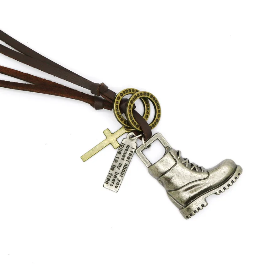 Модные ботинки в европейском и американском стиле кожаное ожерелье панк ретро