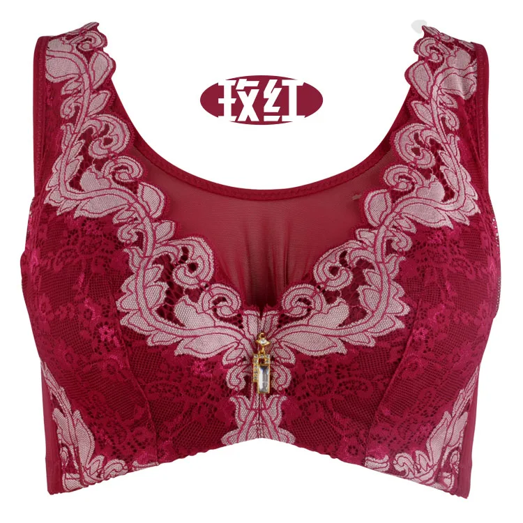Rose red Женский популярный бюстгальтер, сексуальный кружевной бюстгальтер, мягкий бюстгальтер с полной чашечкой C, D, E, бюстгальтер для женщин, бюстгальтер пуш-ап размера плюс 42E, 95E, 44E, 100E, большой размер - Цвет: Rose red