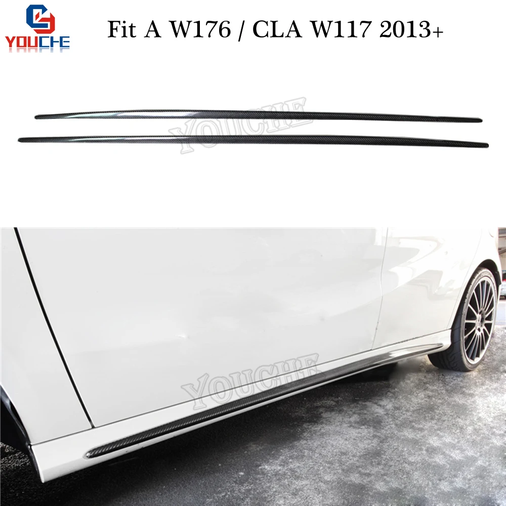 OEM углеродное волокно боковая юбка бампер для Mercedes W176 A класс CLA W117 2013-настоящее