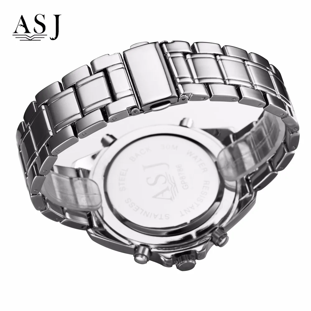 Топ бренд ASJ часы мужские Relojes Mujer водонепроницаемые кварцевые наручные часы в классическом стиле из нержавеющей стали мужские часы модные часы подарок для мужчин