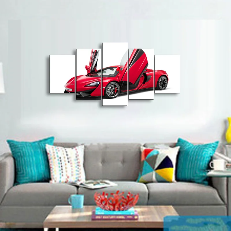 5 pieces high-definition print sports car canvas oil painting poster and wall art living room picture C5-010 | Дом и сад