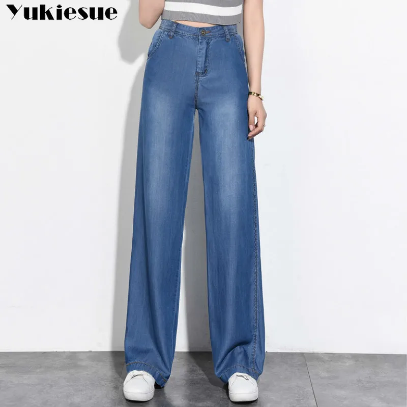 Plus size Women Straight Jeans Denim Trousers Casual Pants New Winter Women's Clothing wide leg Blue femme | Женская одежда