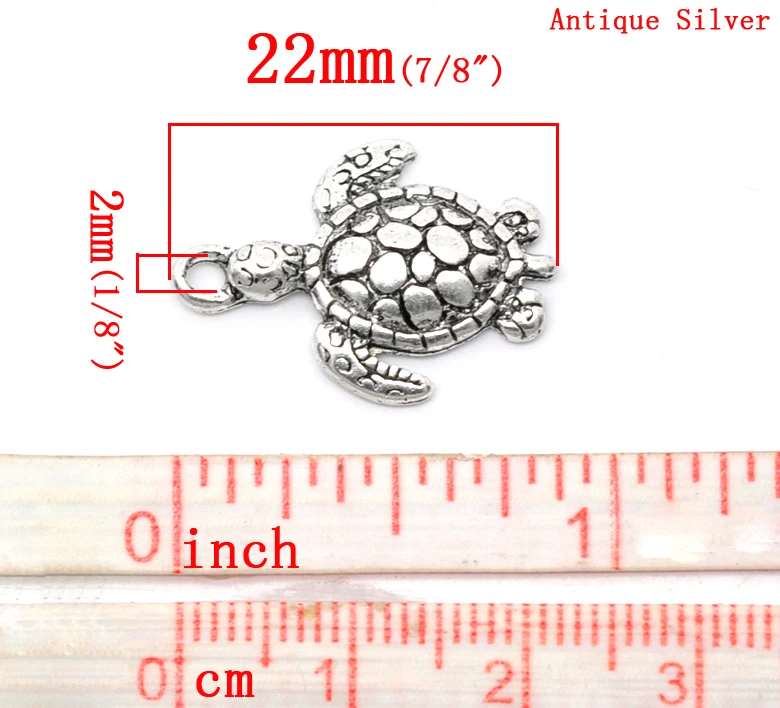 Подвески DoreenBeads из металлического сплава подвески с покрытием Tortoise серебристого