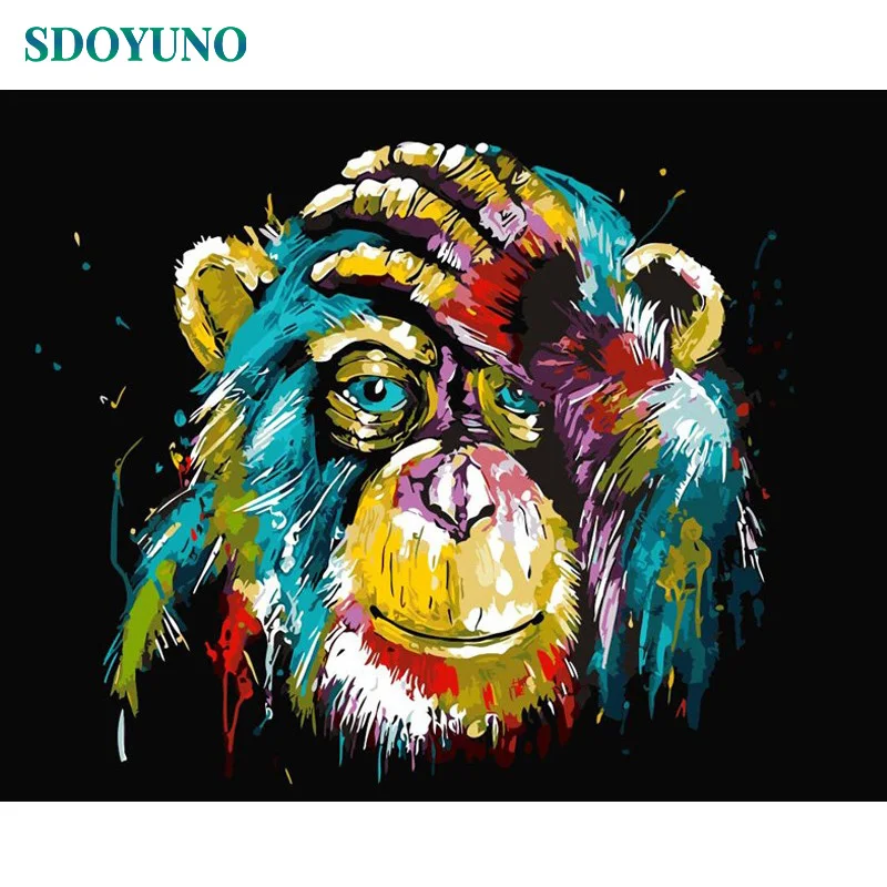 SDOYUNO 60x75 см животные шимпанзе и обезьяны DIY бескаркасная картины по номерам раскраска по номерам декор для дома рисование по номерам картина по цифрам на холсте для домашнего декора - Цвет: 46
