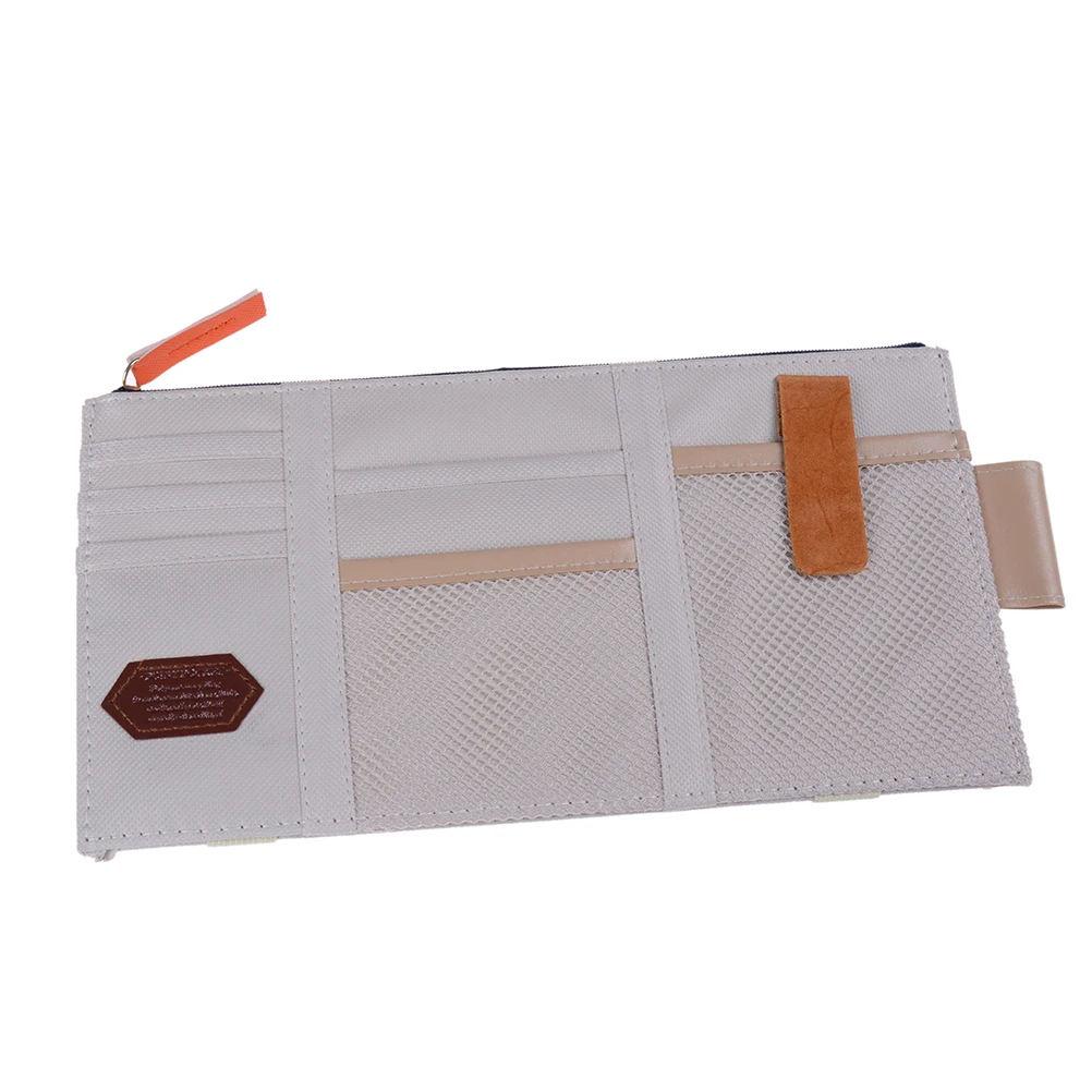 beige 1 шт. Карманный автомобильный CD держатель для карт солнцезащитный козырек точечный карман для хранения карт Органайзер сумка 5 цветов - Цвет: beige