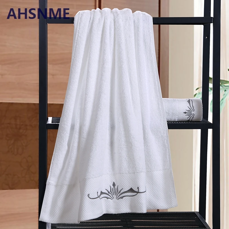 AHSNME супер роскошное белое Хлопковое полотенце 70x140 см вес 600 г и два полотенца 35x75 см вышивка может быть настроена