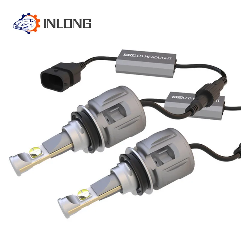 INLONG X70 2 шт. H7 H1 9005 9006 автомобиля H4 светодиодный лампы для передних фар H11 H8 D1S D2S D4S hp светодиодный светильник чип H9 светодиодный фары Противотуманные фары 6000K