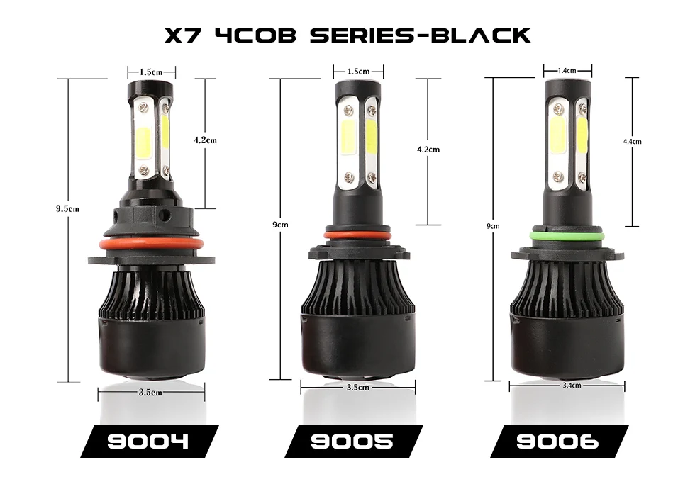 X7 4 стороны COB 100W 10000LM Автомобильный светодиодный фары для H4 H7 H11 H13 9004 9005 9006 5202 чипы авто светодиодный лампы 12v 6500 к налобный фонарь красный