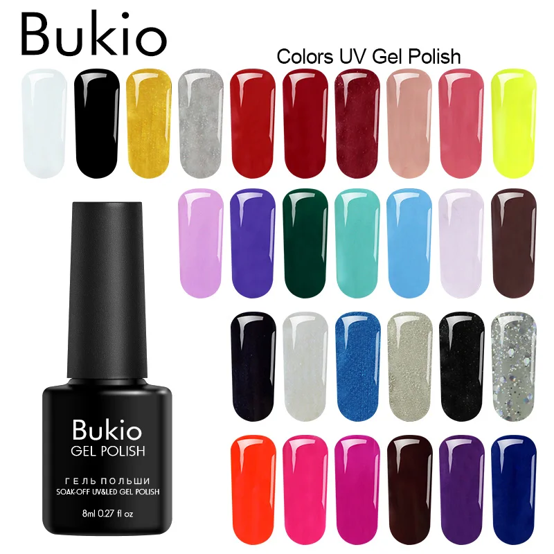 Bukio Полупостоянный Esmalte 29 разноцветный гель для ногтей Uv набор гелевых лаков