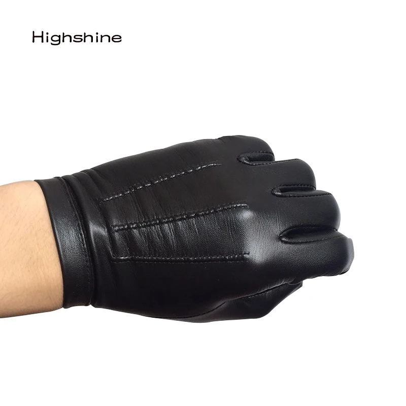 Highshine зимние перчатки из овечьей кожи без подкладки для сенсорного экрана мужчин