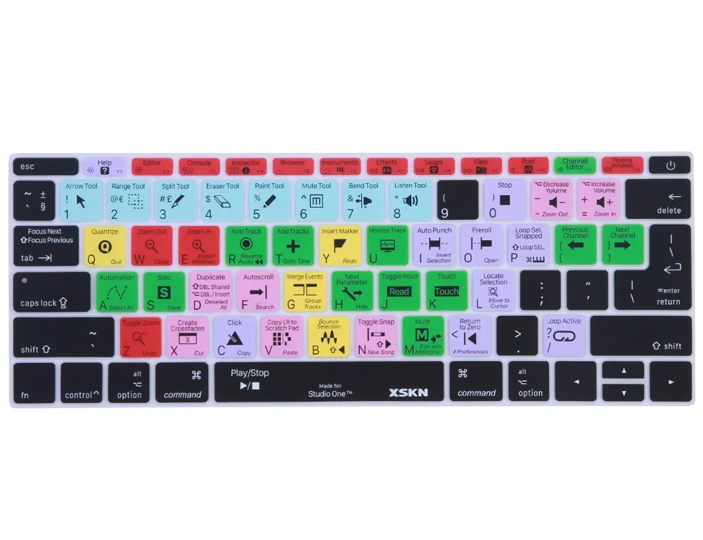 XSKN для PreSonus Studio One Hotkey Клавиатура Обложка кожа для нового Macbook 13 дюймов A1708(плоский ключ, без сенсорной панели) и для 1" A1534