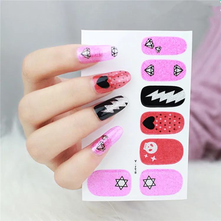 5pcs Y5178 5 шт/лот полный клей для накладных ногтей Наклейка обертывания для домашнего маникюра наклейка Горячая Мода наклейки для ногтей инструменты для украшения - Цвет: 5pcs Y5178