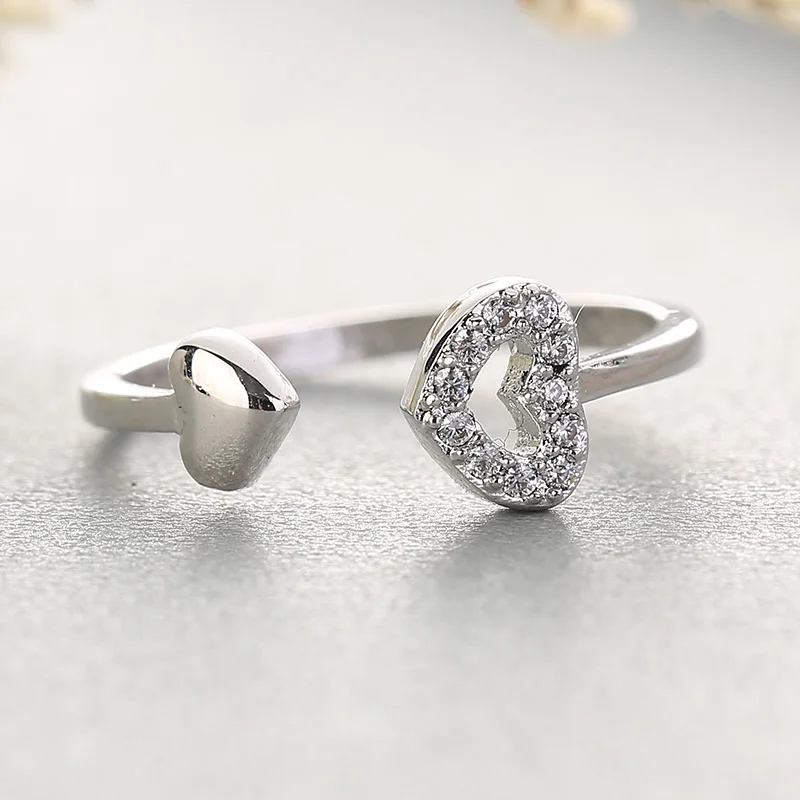 Женское кольцо с сердечком простое кристаллом подарок на свадьбу | Украшения и