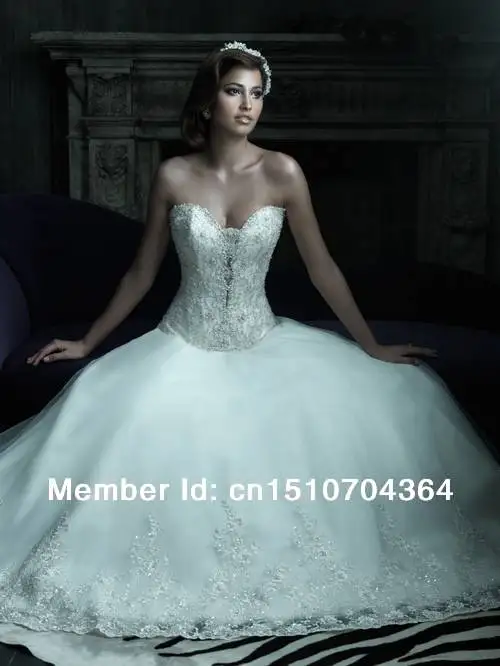 Free Shipping 2014 New Arrival Attractive Ball Gown Sweetheart Organza With Beadings Wedding Dresses Bridal Gowns | Свадьбы и
