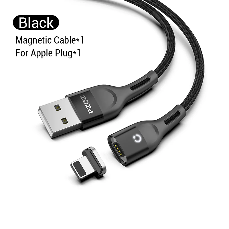 Black For iPhone PZOZ Магнитный кабель Micro USB C Быстрая Зарядка адаптер Microusb type-C магнит зарядное устройство Тип C кабель для iPhone samsung Xiaomi шнур Магнитный кабель Microusb type-C Магнитный кабель Быстрая Зарядка адаптер - Цвет: Black For iPhone