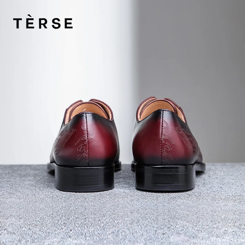 TERSE 100% Handmade shoes Genuine Italian Leather Luxury Men Shoes Lace-Up Business Casual Fashion Flats 15770-26 | Обувь