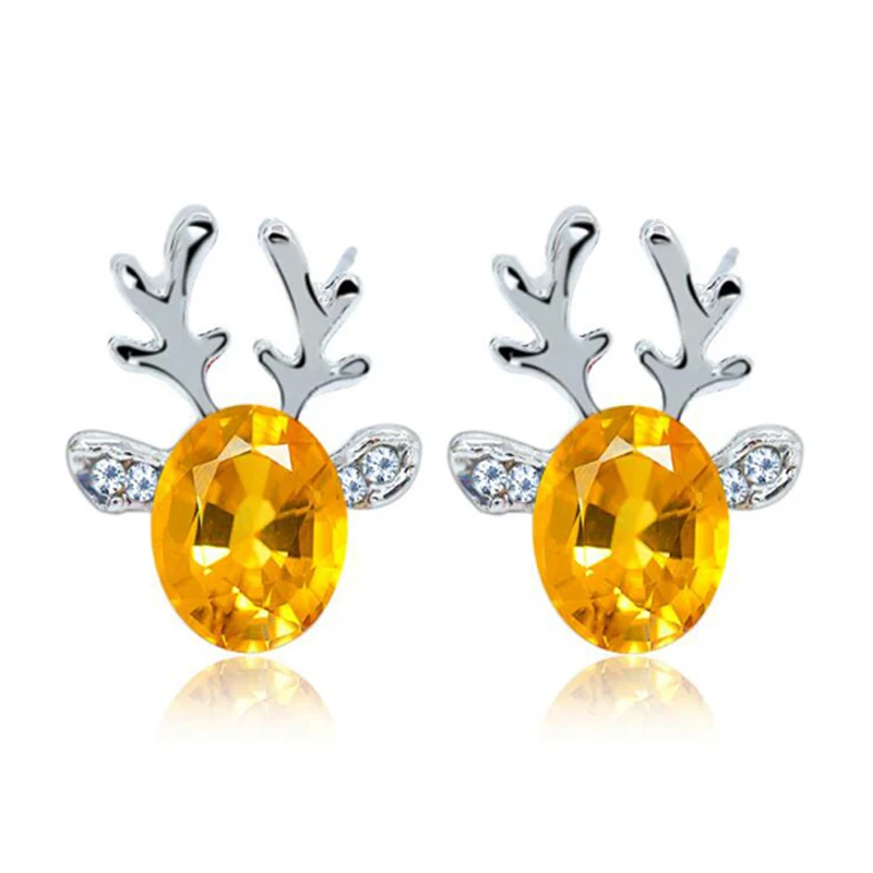 Рождество Jewelry 7 цветов животных оленей серьги гвоздики для женщин шикарные со