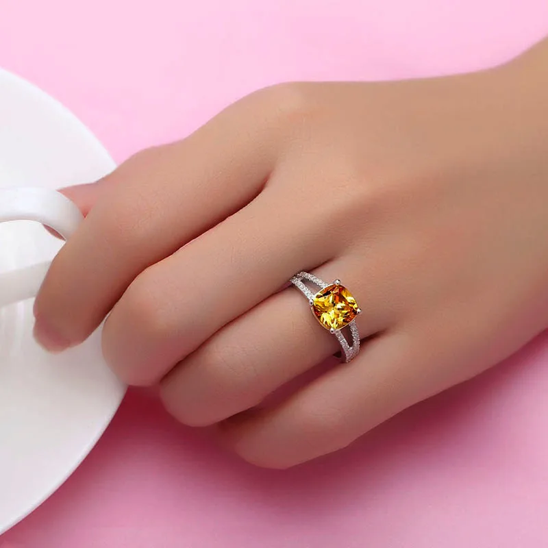 Роскошные Желтые 2 карат SONA высокоуглеродные сверла Свадебные Кольца для женщин