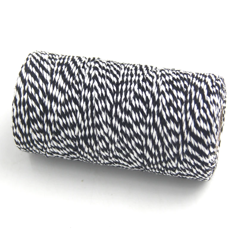 Black and White Новинка! 100 Ярд/рулон DIY хлопковый пекарь шпагат полоса линия для свадьбы День рождения сувениры украшения подарок ремесло посылка поставки - Цвет: Black and White