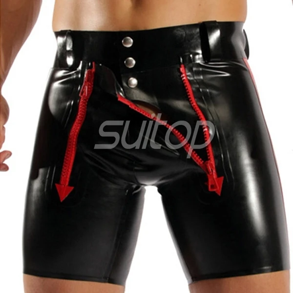 Suitop натуральный латекс ручной работы короткий с двойной молнией codpiece боксер для