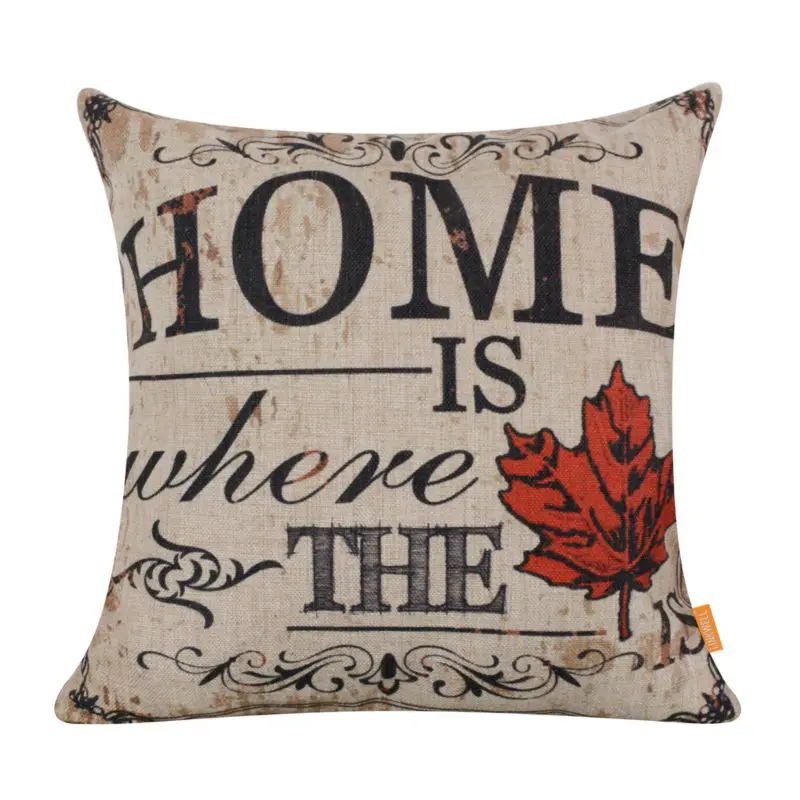 Наволочка LINKWELL 18х18 дюймов в стиле ретро для дома с надписью Love is Red Maple Leaf|home theater