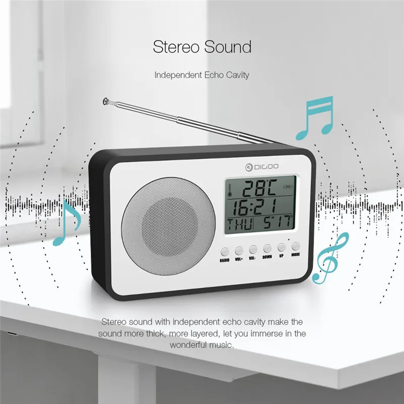 Digoo DG FR600 SmartSet беспроводной деревянный зернистый винтажный цифровой FM
