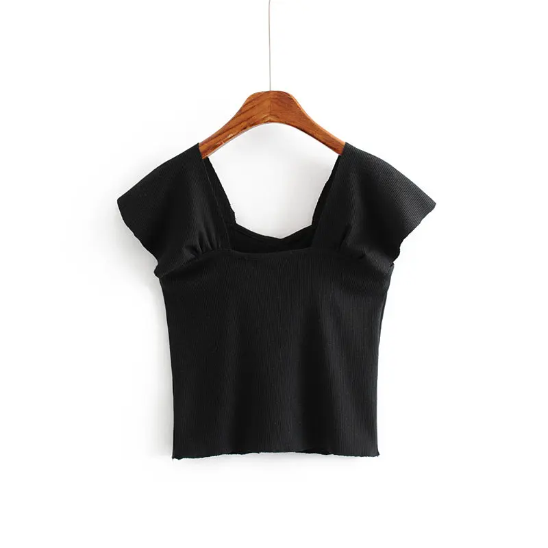 Новая модная женская простая однотонная повседневная черная трикотажная