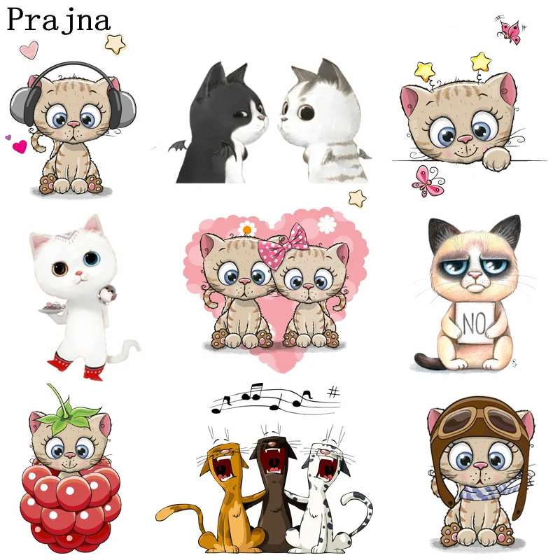Prajna аниме собака кошка железная передача для детей ткань Тигр леденец теплопередача виниловые нашивки ПВХ аппликация значок Diy стикер
