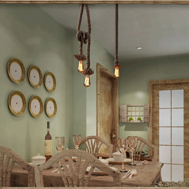 Ретро Лофт винтажный ручной вязки пеньковая веревка американский подвесной