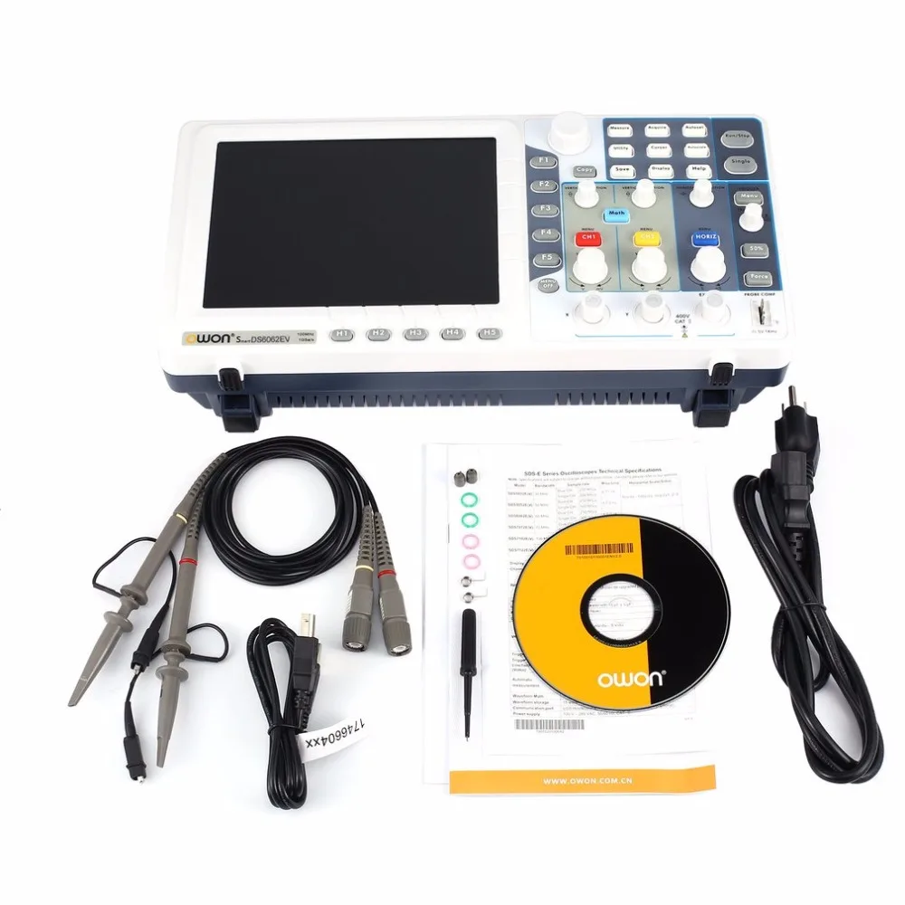 Owon SDS6062EV 8 дюймов цифровой осциллограф 60 МГц 2 + 1 каналы запись USB генератор