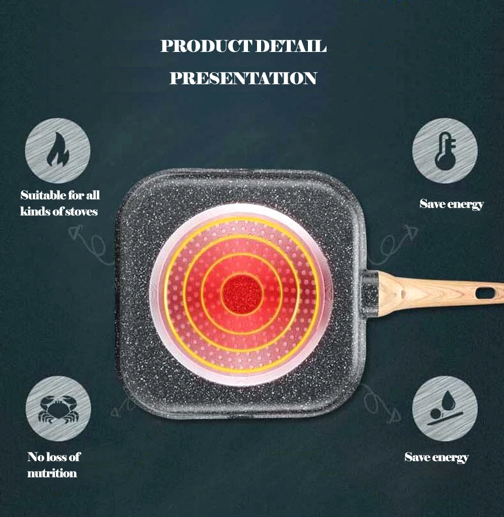 

28 cm Pans Griddles & Grill Pans Cooking Steak Frying Large-scale Roasted Steak Pan Smoke-Free Non-stick Frying Pan 3.8 L