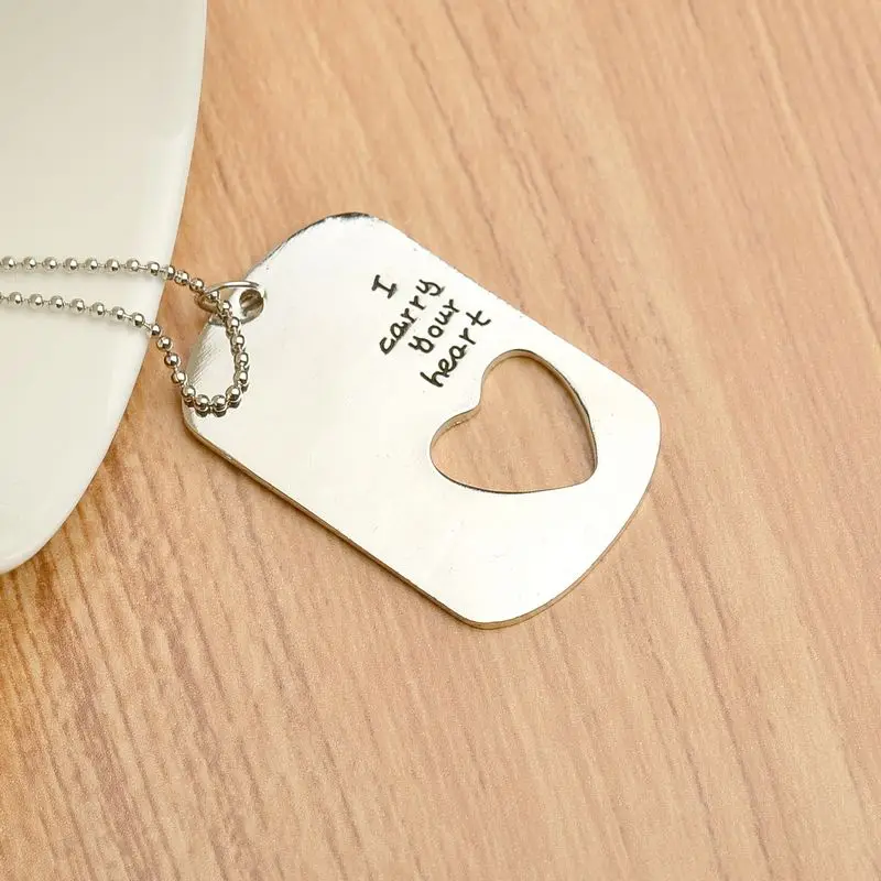 Оптовая продажа романтическое модное ожерелье с надписью I carry your heart with me кулоном