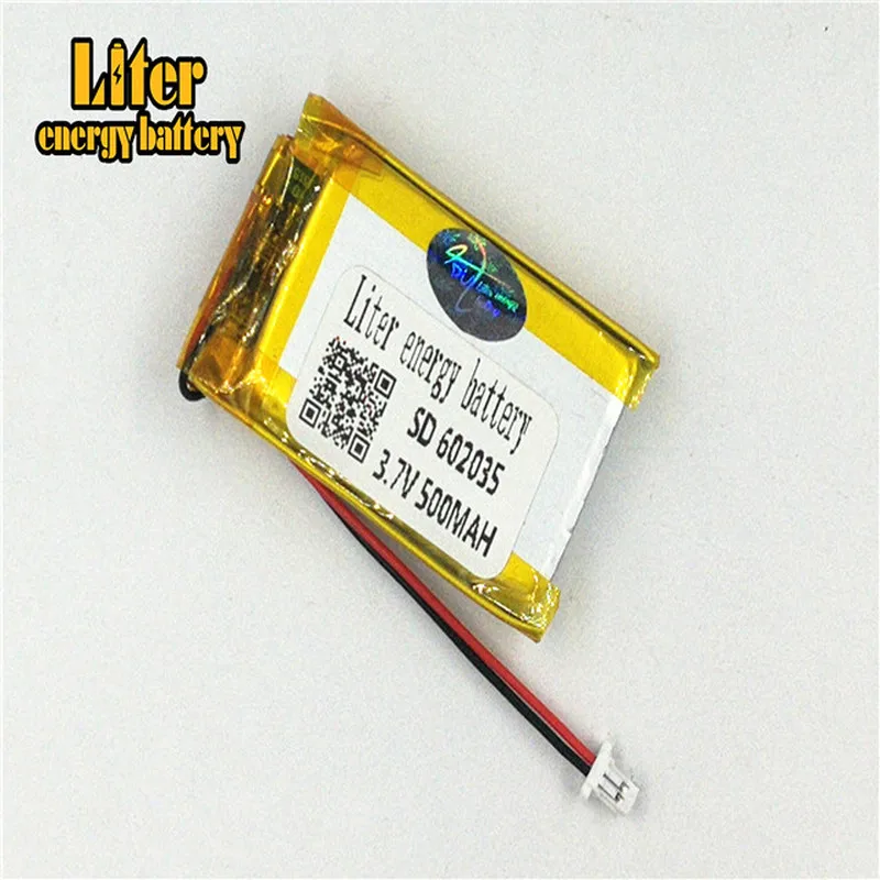 1 0 мм 2pin разъем 3 7 В 602035 500 мАч аккумуляторная батарея lipo электронные книги GPS PDA