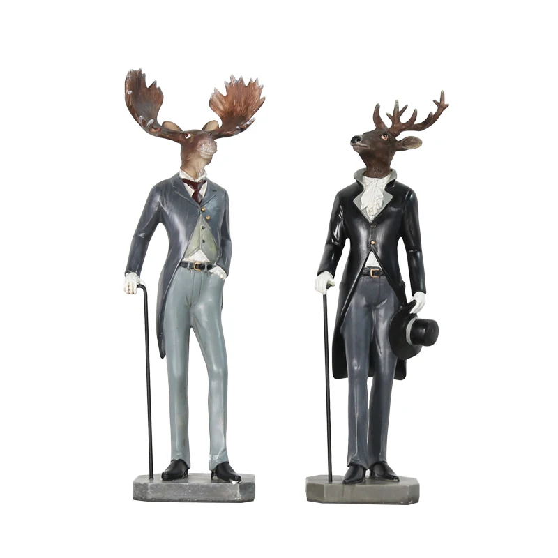 

Modern Creative resin Mr. Deer figurines vintage elk statue home decor crafts room decoration objects resin animal figurines