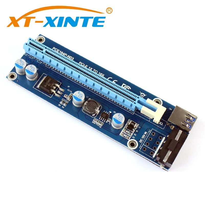 XT XINTE PCIE 1X to 16X Графический удлинитель для MOLEX DC одиночный адаптер питания ETH