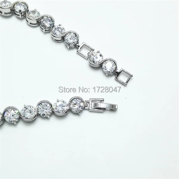 Женский браслет из циркония для свадьбы с покрытием натурального белого |