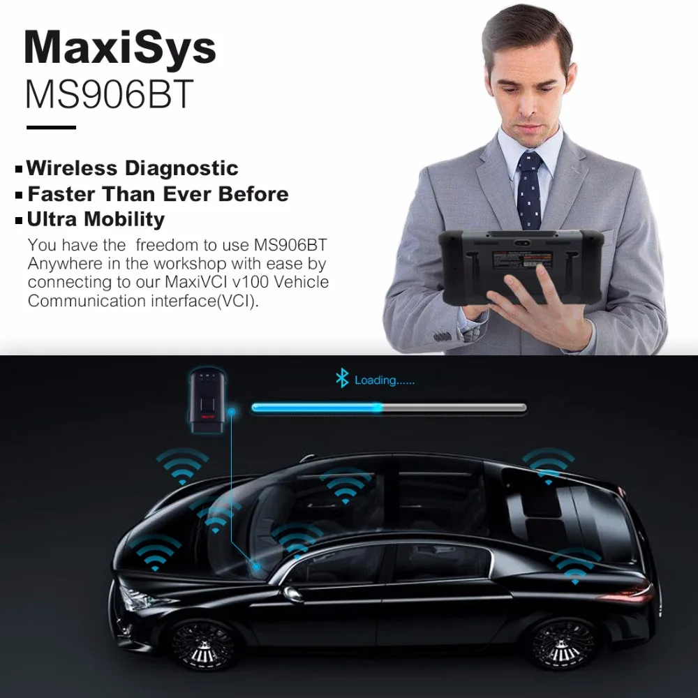 Autel MaxiSys MS906BT сканирующий инструмент Pro OBD2 автоматический сканер автоматический диагностический инструмент OBD 2 Автомобильный диагностический сканер Eobd автомобильный сканирующий инструмент
