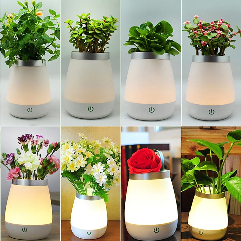 Rechargeable White Led Vase Table Lamp Desktop Flowerpot Night Light Bedroom Bedside Home Decoration Indoor Lighting | Освещение